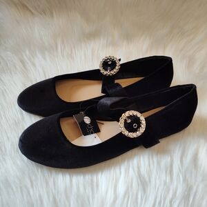 Chic Black Women's Shoes with Rhinestone Buckle